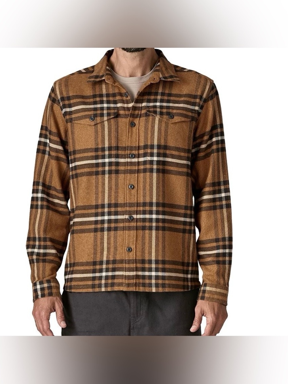 Patagonia Fjord Flannel Button-Up Shirt - Men's sz S brown